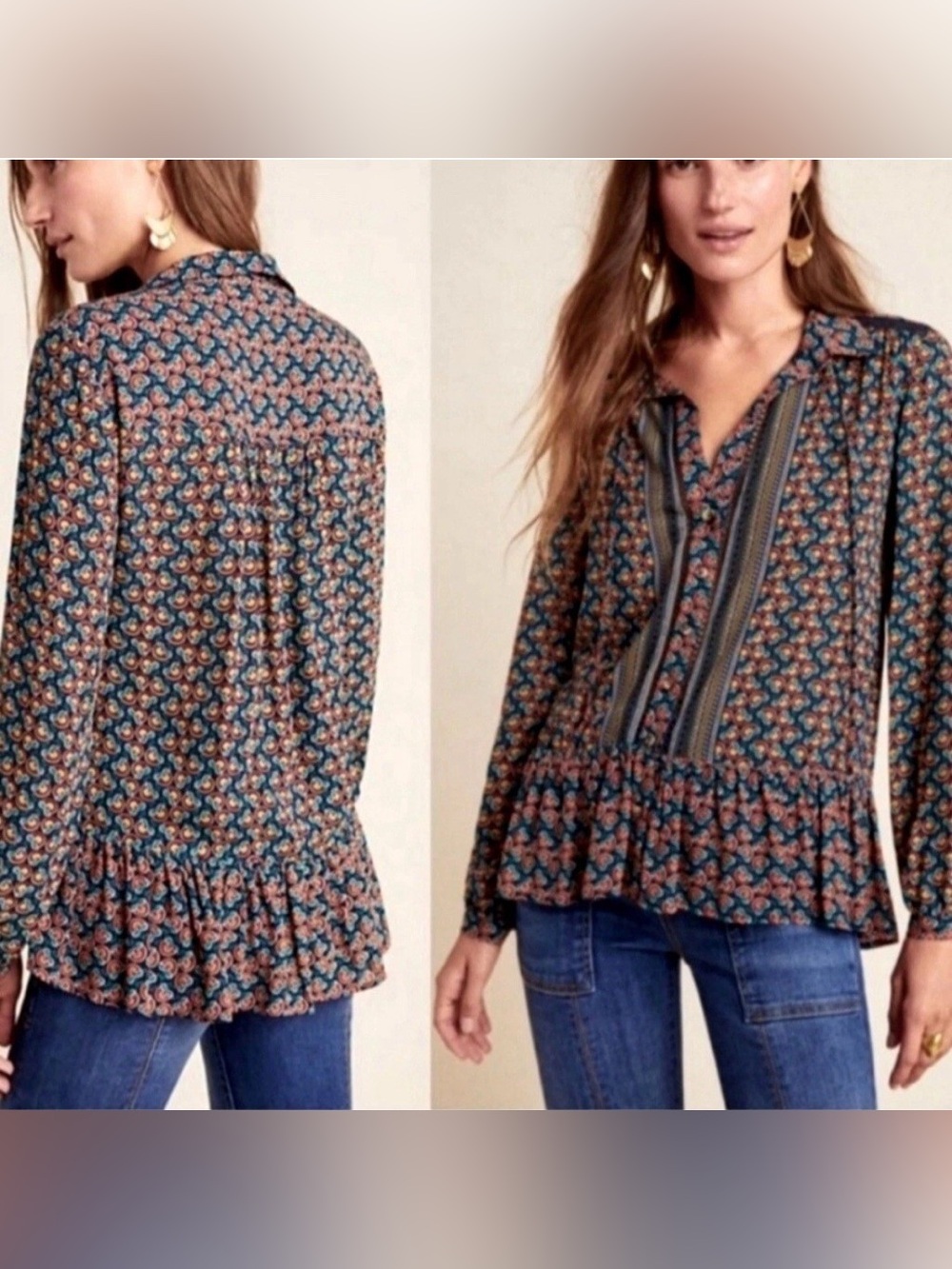 Anthropologie maeve top womens size 12 US , button up hooueeb - Picture 7 of 7